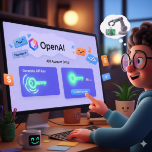 Developer generating an OpenAI API key after completing payment setup on the OpenAI platform for AI application development