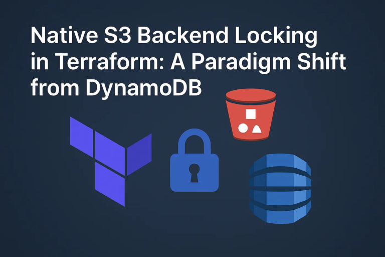 Terraform native S3 backend locking architecture showing Terraform state management with Amazon S3 and the transition away from DynamoDB-based state locking