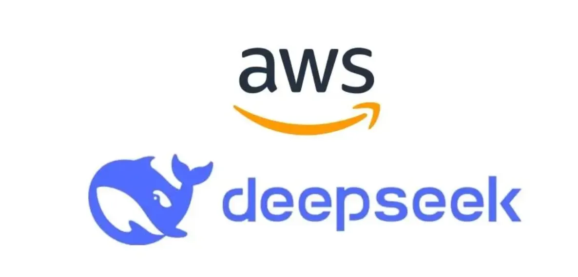 AWS and DeepSeek logos representing the deployment of DeepSeek R1 open-source AI models on Amazon Web Services infrastructure